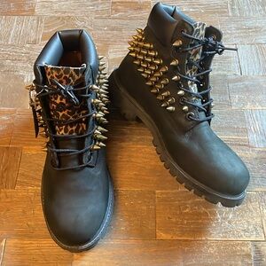 Timberland Customized Spiked Leopard Nubuck Boots🖤